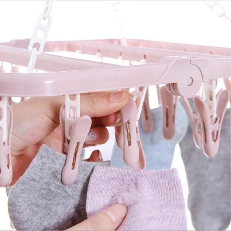 1 Pcs 32 Clips Folding Clothes - Baby Clothing Hanging Rack review and price