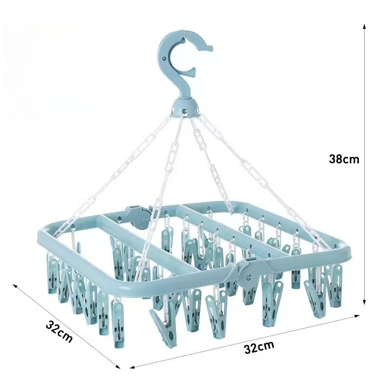 1 Pcs 32 Clips Folding Clothes - Baby Clothing Hanging Rack review and price